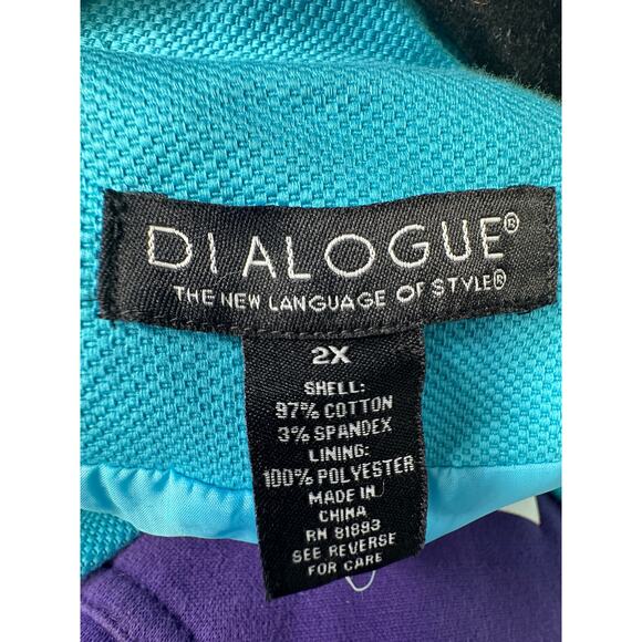NWT! Dialogue Plus Size 2X Cotton Pantsuit 2-Piece Suit Blazer Crop Pants Blue - Picture 6 of 10